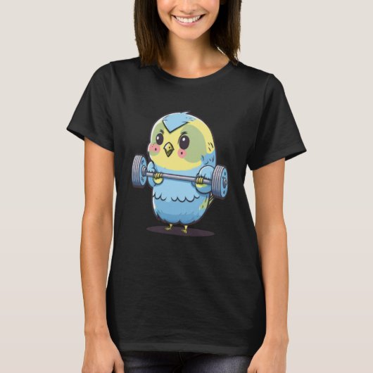T-shirt Budgie Budgerigar Parakeet Lifting Bodybuilder Gym (Devant)
