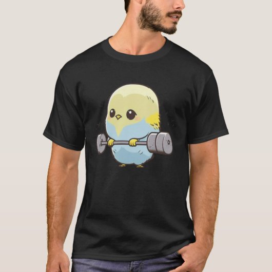 T-shirt Budgie Budgerigar Parakeet Lifting Bodybuilder Gym (Devant)