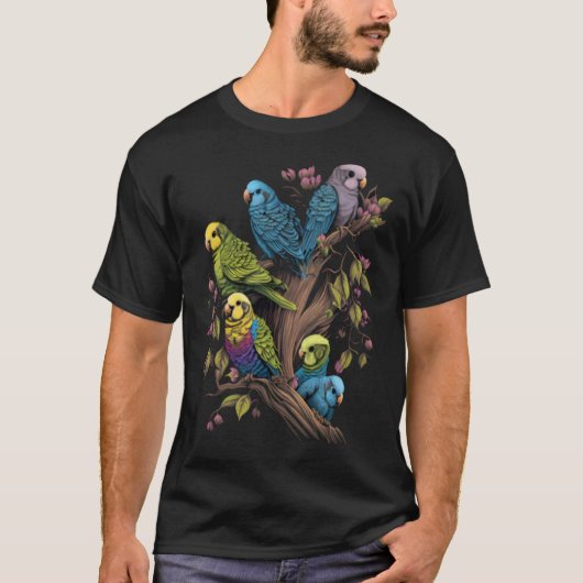 T-shirt Budgie Budgies Budgerigar Parakeet Birds  2 (Devant)
