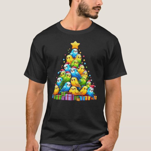 T-shirt Budgie Christmas Tree Bird Christmas Cosutme Men W (Devant)