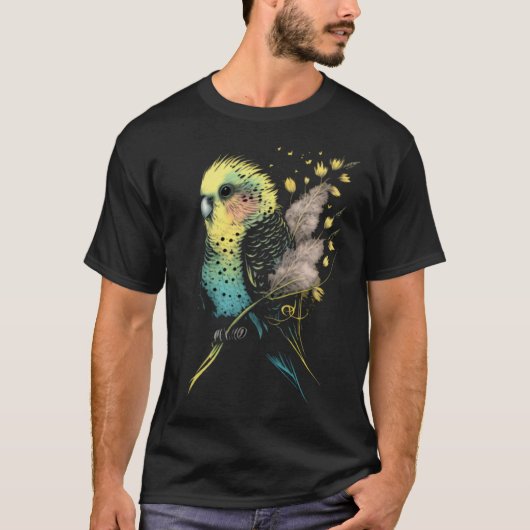 T-shirt Budgie Dandelion Flower Budgerigar Parakeet Bird   (Devant)