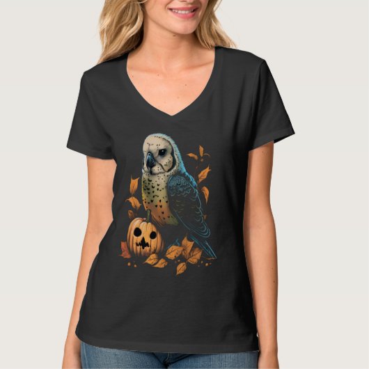 T-shirt Budgie Halloween Pumpkin Budgerigar Parakeet Bird (Devant)