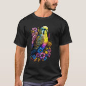 T-shirt Budgie Maman Fleur Budgerigar Parakeet Oiseau Mère (Devant)