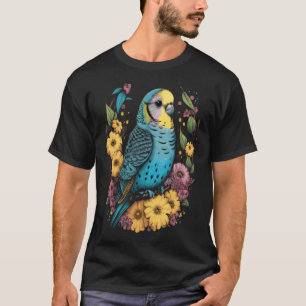 T-shirt Budgie Maman Fleur Budgerigar Parakeet Oiseau Mère