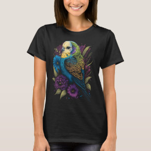 T-shirt Budgie Maman Fleur Budgerigar Parakeet Oiseau Mère