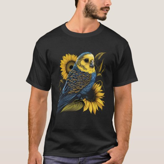 T-shirt Budgie Mom Budgerigar Sunflower Parakeet Bird Moth (Devant)