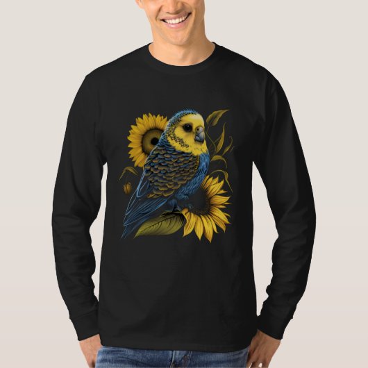 T-shirt Budgie Mom Budgerigar Sunflower Parakeet Bird Moth (Devant)