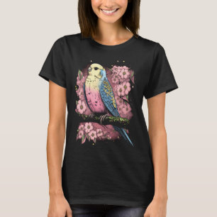 T-shirt Budgie Perruche Oiseau Cerisier Japonais Sakura Fl