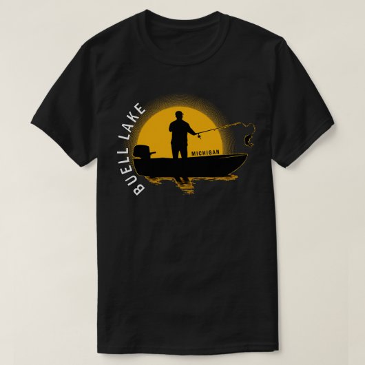 T-shirt Buell Lake Fishing Michigan Sunrise (Design devant)