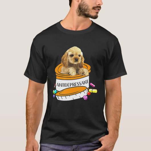T-shirt Buff Cocker Spaniel Antidepressant (Devant)