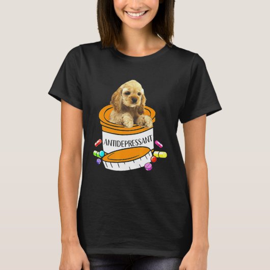 T-shirt Buff Cocker Spaniel Antidepressant (Devant)