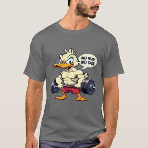 T-shirt Buff Duck No Pain No Gain Gym Entraînement Cartoon