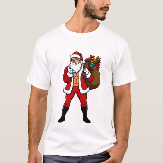 T-shirt Buff Santa Blowing Kiss! Ripped Abs & Sweet Christ (Devant)
