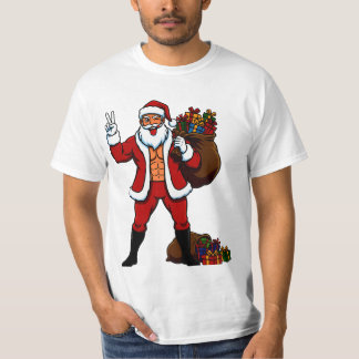 T-shirt Buff Santa Peace Sign! Ripped Abs & Funny Christma