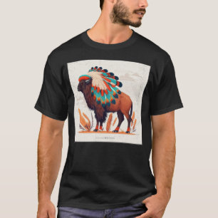 T-shirt Buffalo américain coloré Aztec Bison Hommes Femmes