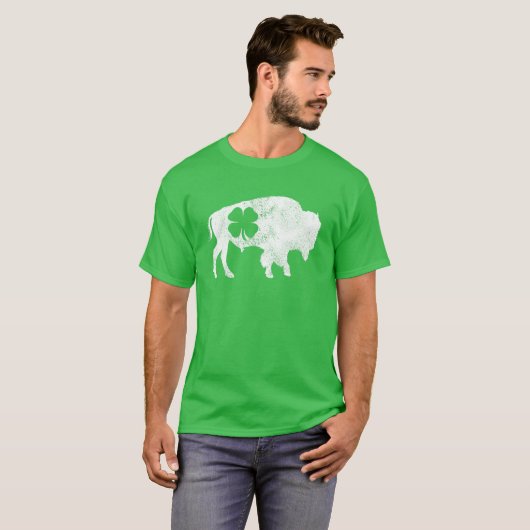 T-shirt Buffalo Bison Shamrock St. Patrick's Day Saint Pad (Devant entier)