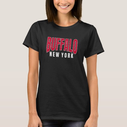T-shirt Buffalo Blue & Red Basic & Traditional Buffalo NY (Devant)