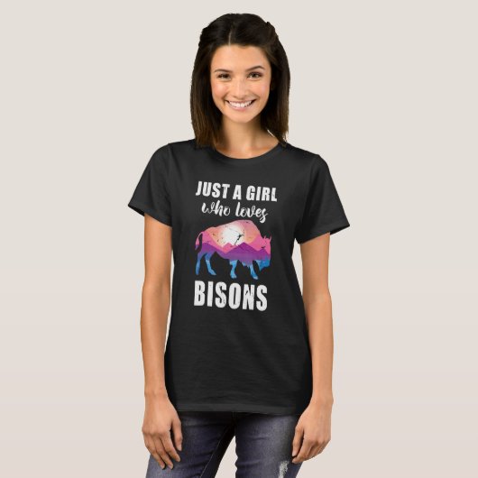 T-shirt Buffalo Kids Just A Girl Who Loves Bisons (Devant entier)