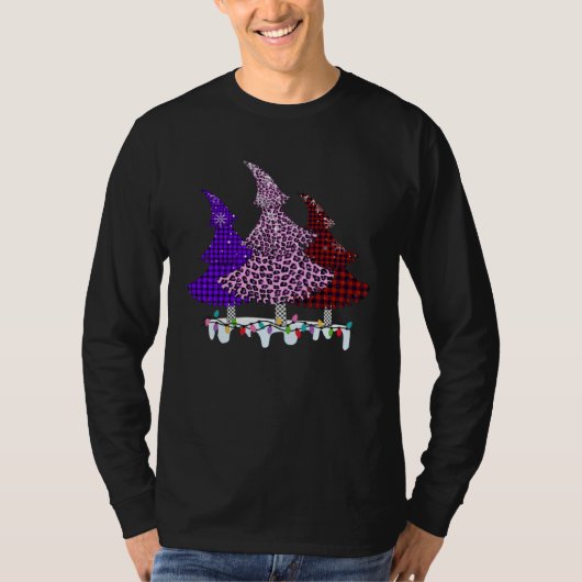 T-shirt Buffalo Plaid and Leopard Christmas Tree (Devant)