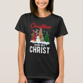 T-shirt Buffalo Plaid Christian Jesus Christmas Begins Wit