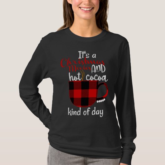 T-shirt Buffalo Plaid Christmas Movie and Hot Cocoa (Devant)