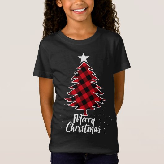 T-Shirt Buffalo Plaid Christmas Tree (Devant)
