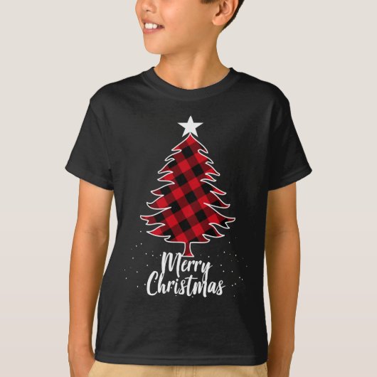 T-shirt Buffalo Plaid Christmas Tree (Devant)