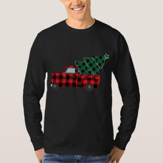 T-shirt Buffalo Plaid Christmas Tree Camion rouge