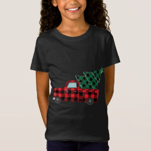 T-Shirt Buffalo Plaid Christmas Tree Camion rouge