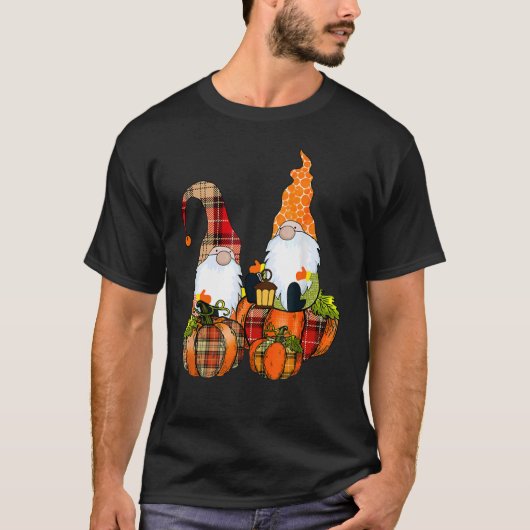 T-shirt Buffalo Plaid Citrouilles Gnomes Automne Automne T (Devant)