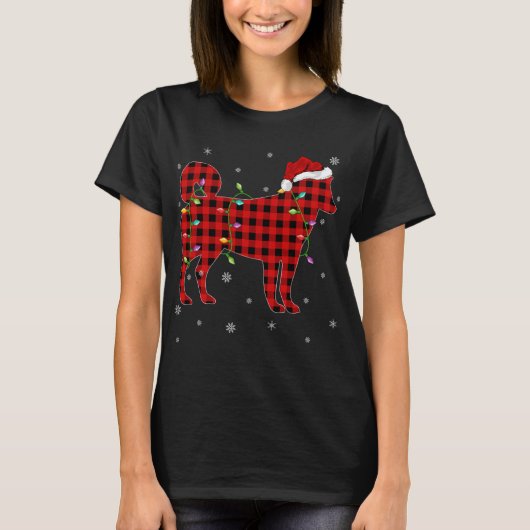 T-shirt Buffalo Plaid Correspondant Sibérien Husky Christm (Devant)
