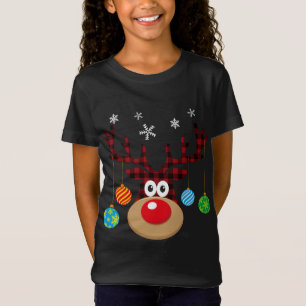 T-Shirt Buffalo Plaid Cute Reindeer - Ornements de Noël