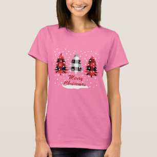 T-shirt Buffalo plaid décoré sapins de Noël