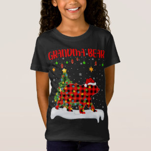 T-Shirt Buffalo Plaid Family Matching Grand-mère Ours Chri