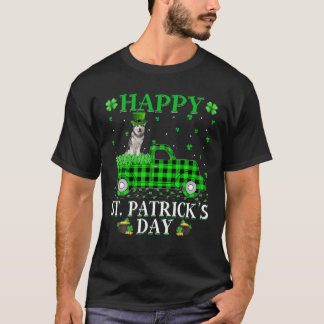 T-shirt Buffalo Plaid Green Truck Malamute Dog St Patrick