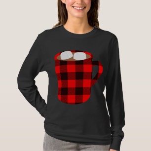 T-shirt Buffalo Plaid Hot Cocoa Cup avec Marshmallow Chris