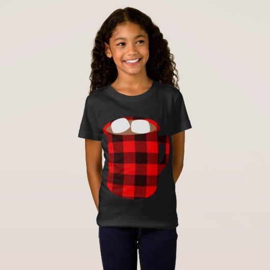 T-Shirt Buffalo Plaid Hot Cocoa Cup avec Marshmallow Chris (Devant entier)