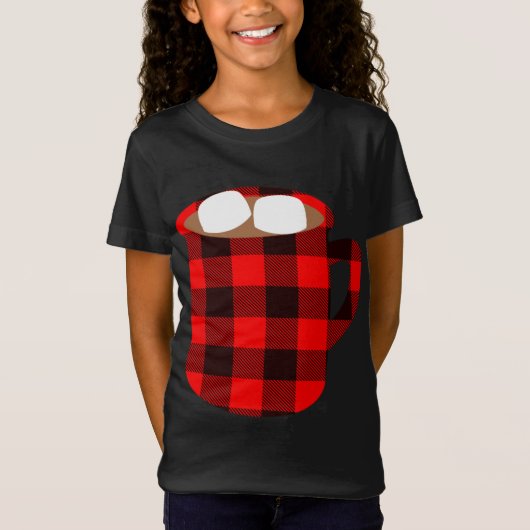 T-Shirt Buffalo Plaid Hot Cocoa Cup avec Marshmallow Chris (Devant)