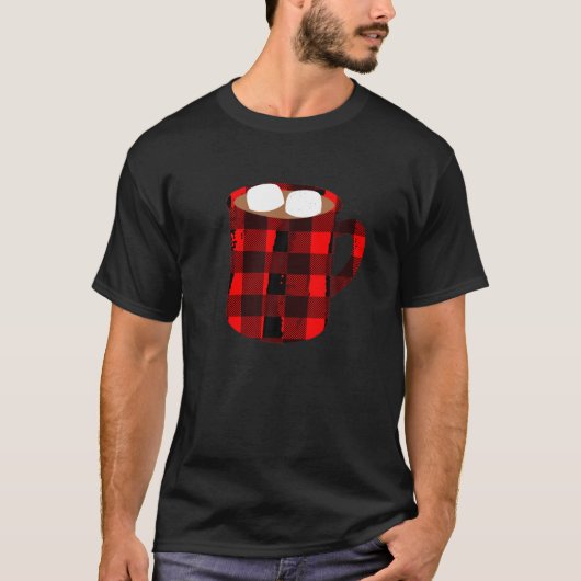 T-shirt Buffalo Plaid Hot Cocoa Cup avec Marshmallow Chris (Devant)