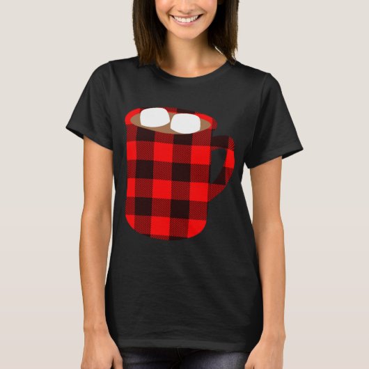 T-shirt Buffalo Plaid Hot Cocoa Cup avec Marshmallow Chris (Devant)