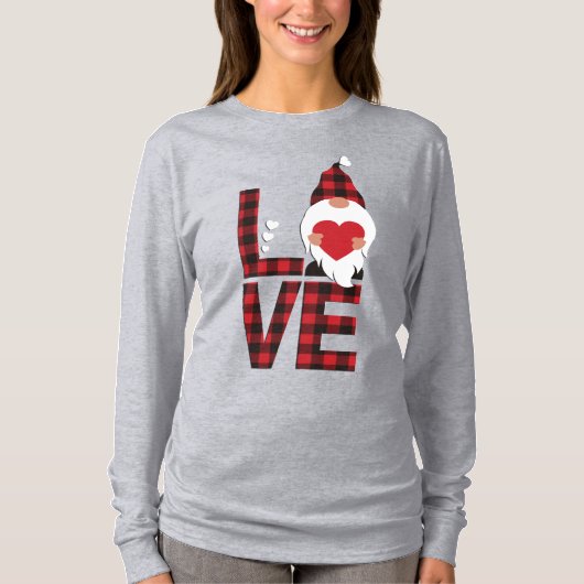 T-shirt Buffalo Plaid Love Gnome (Devant)