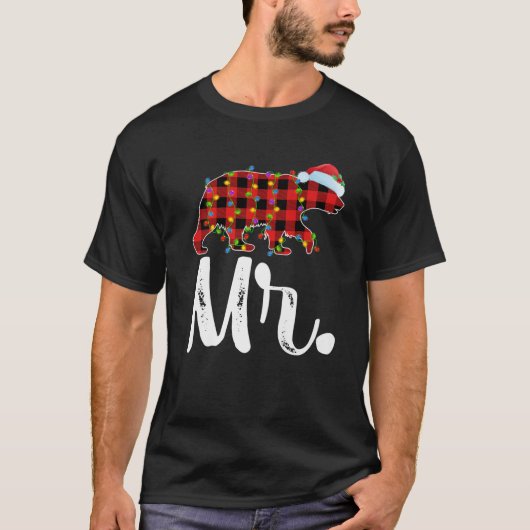 T-shirt Buffalo Plaid Matching Family Christmas Mr. Bear P (Devant)
