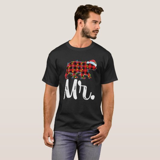 T-shirt Buffalo Plaid Matching Family Christmas Mr. Bear P (Devant entier)