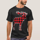 T-shirt Buffalo Plaid Moose Christmas Design (Devant)