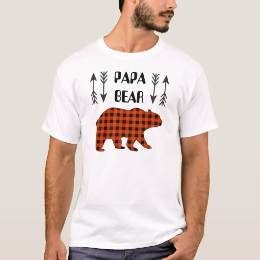 T-shirt Buffalo Plaid Papa Bear (Devant)