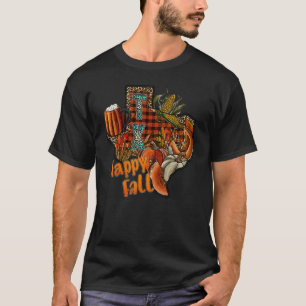 T-shirt Buffalo Plaid Texas Happy Fall Citrouille Thanksgi