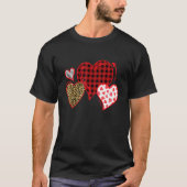 T-shirt Buffalo Red Black Plaid And Leopard Hearts Valenti (Devant)