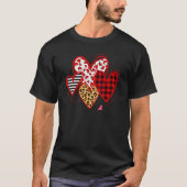 T-shirt Buffalo Red Black Plaid And Leopard Hearts Valenti (Devant)