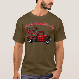 T-shirt Buffalo Red Plaid Hearts Pickup Camion Cute Valent