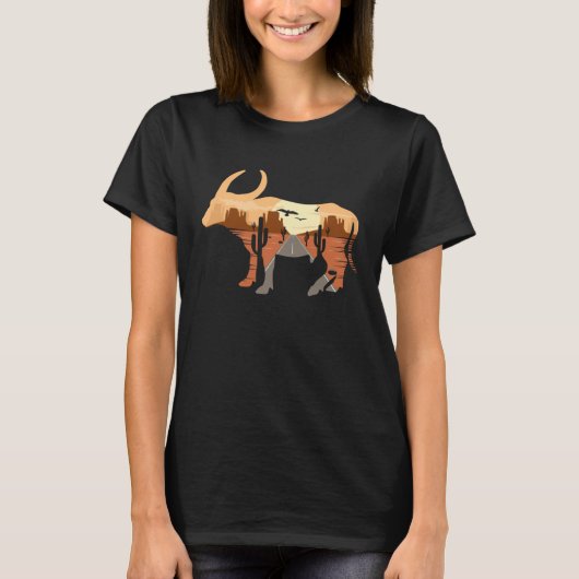 T-shirt Buffalo silhouette Desert Cacti Monument Valley (Devant)